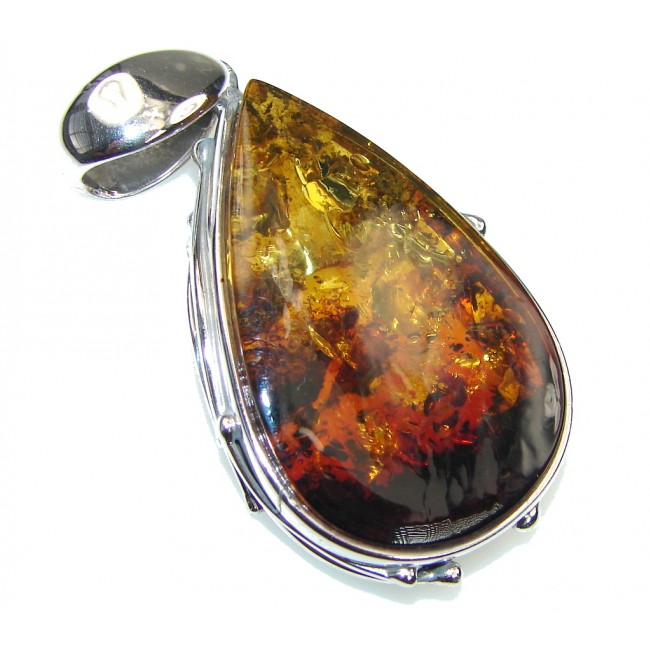 Awesome! Baltic Polish Amber Sterling Silver pendant
