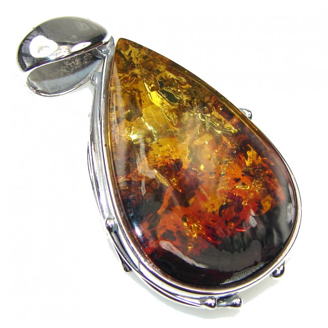 Awesome! Baltic Polish Amber Sterling Silver pendant