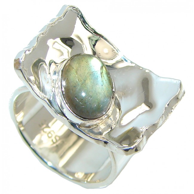 Modern Shimmering Labradorite Sterling Silver Ring s. 6 1/2