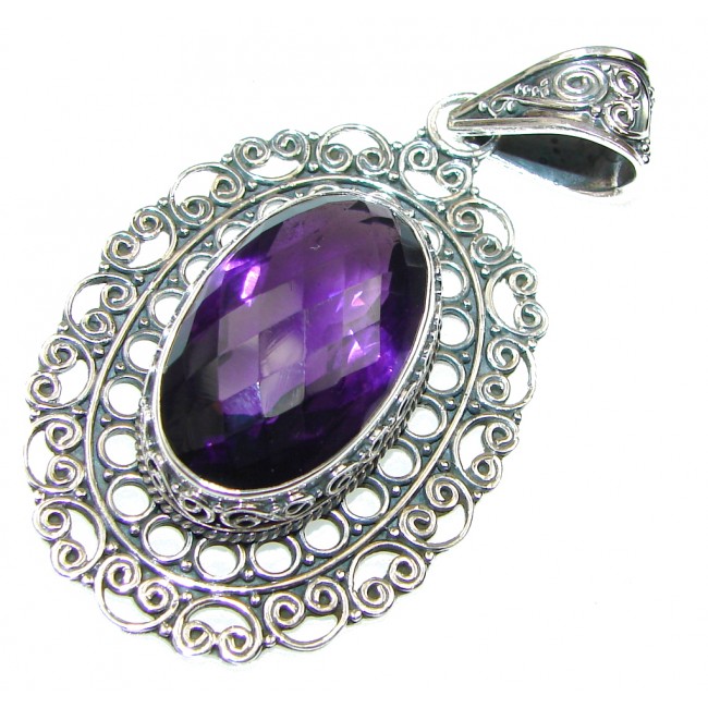 Bali Secret! Purple Amethyst Quartz Sterling Silver Pendant