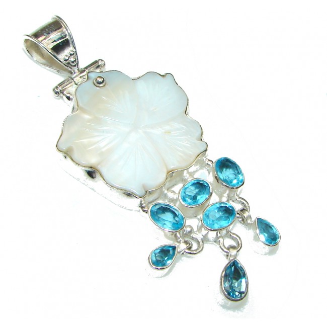 Big! Perfect Flower! Blister Pearl Sterling Silver pendant
