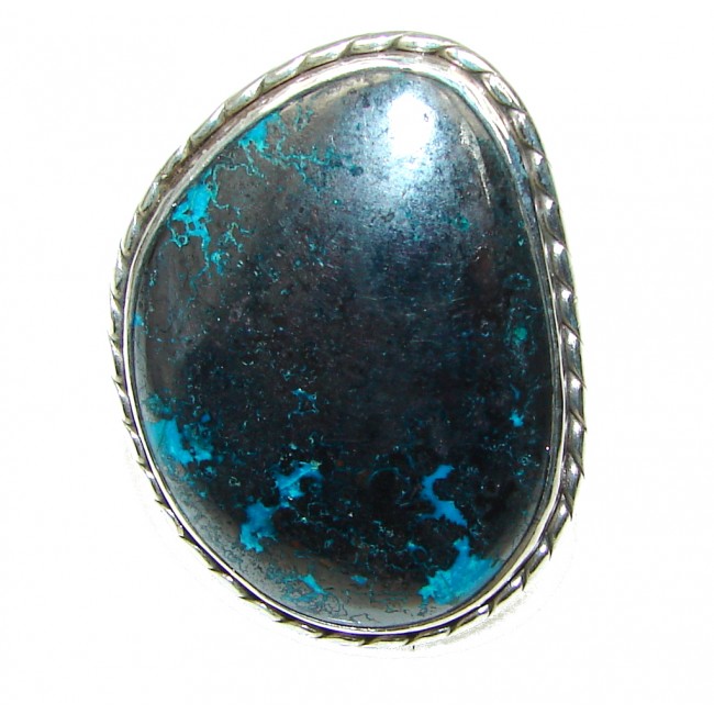Big! Stone Of Harmony! Chrysocolla Sterling Silver ring s. 10 1/2
