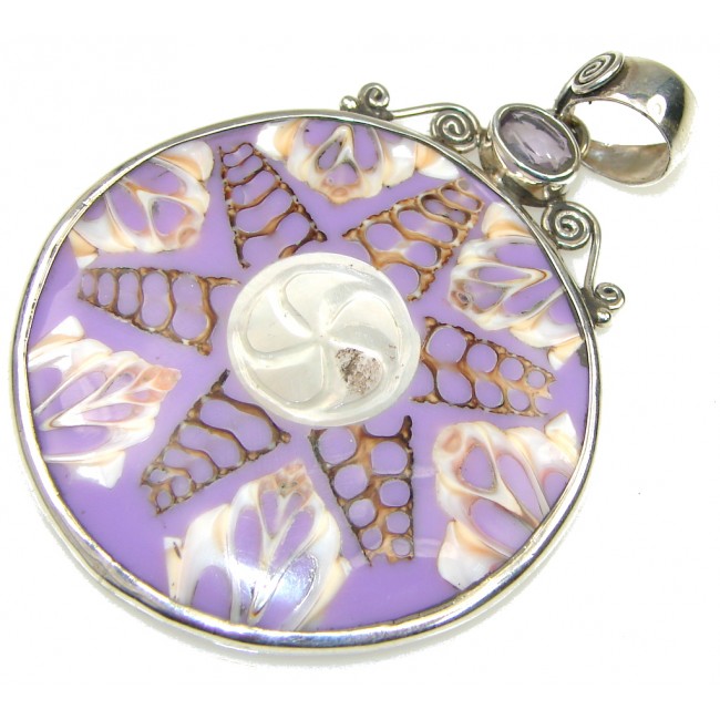 Delicate! Purple Shell & Amethyst Sterling Silver Pendant