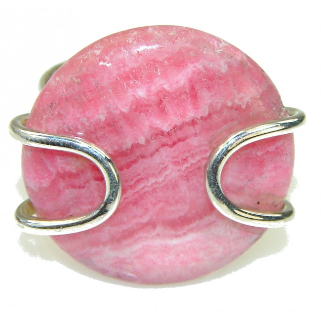 Beautiful! Pink Rhodochrosite Sterling Silver ring s. 9 1/4