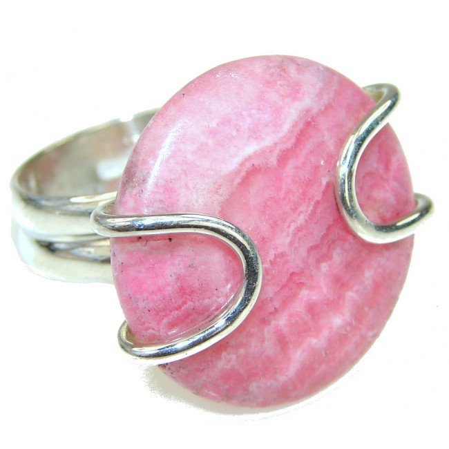 Beautiful! Pink Rhodochrosite Sterling Silver ring s. 9 1/4