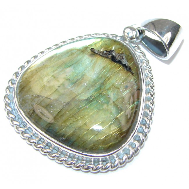 Natural AAA Blue Labradorite Sterling Silver Pendant