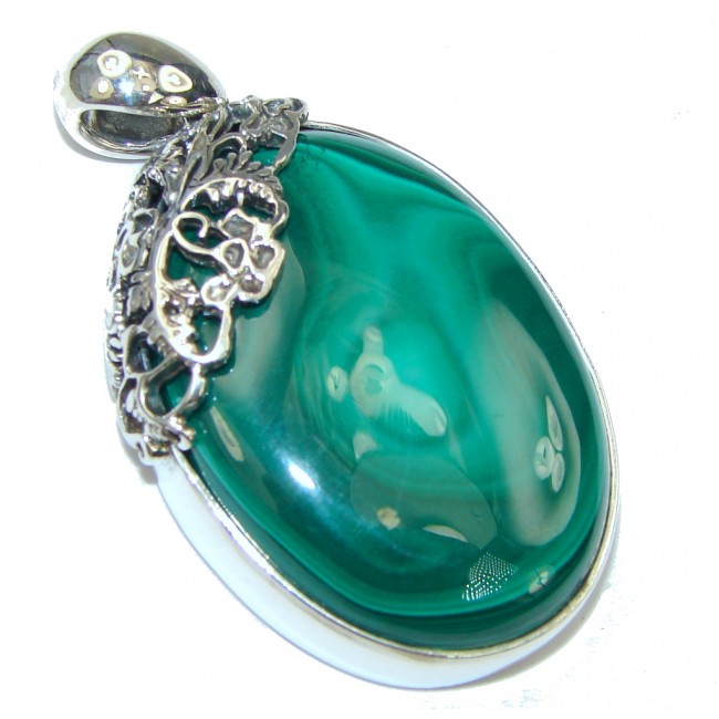 Excelusive! AAA Green Malachite Sterling Silver Pendant