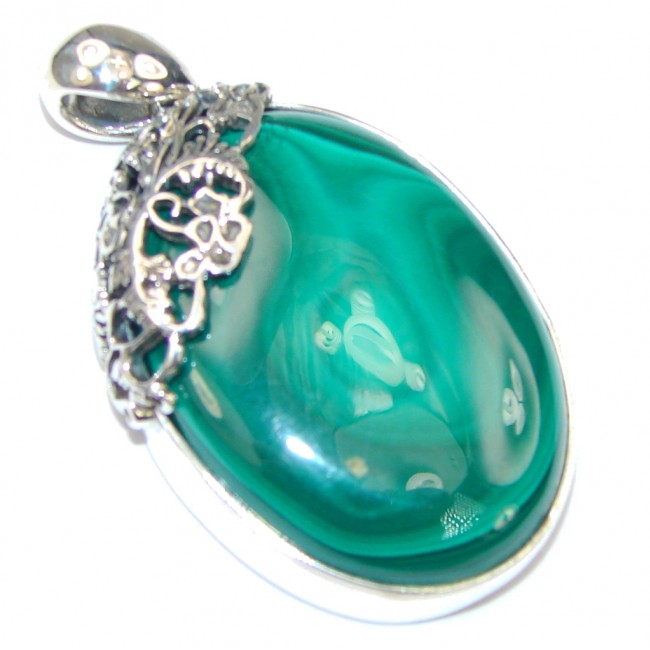 Excelusive! AAA Green Malachite Sterling Silver Pendant
