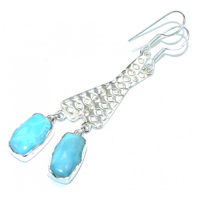 Delicate! Light Blue Larimar Sterling Silver earrings / Long