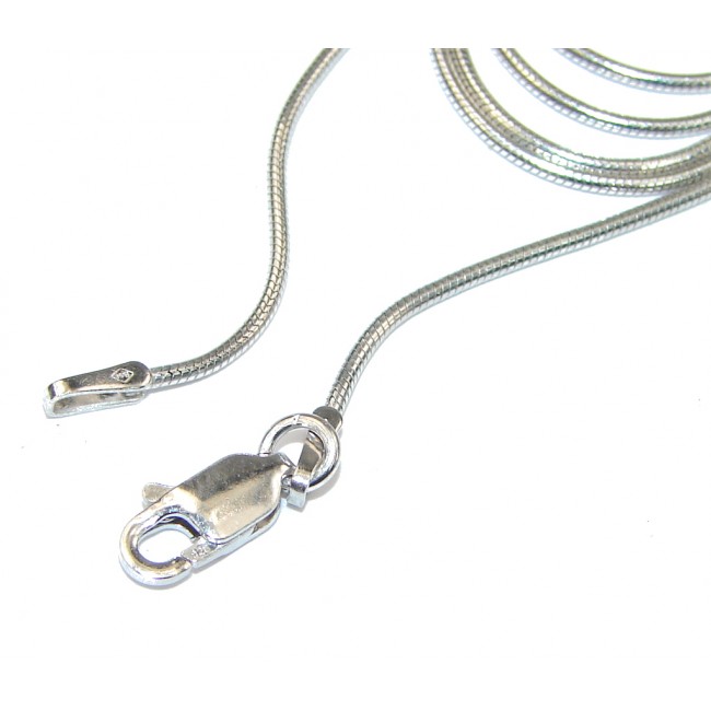 Snake Rhodium Plated Sterling Silver Chain 20'' long, 0.5 mm wide