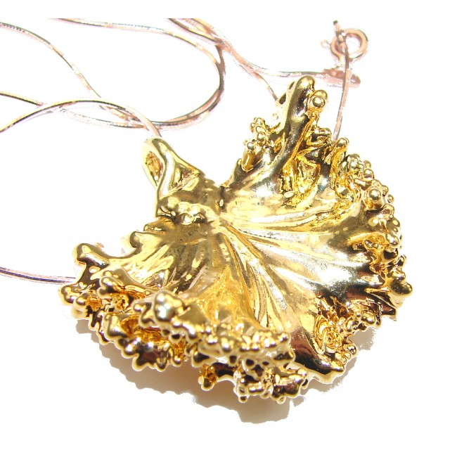 Delicate! Leaf Deep In Copper, Gold Plated Sterling Silver necklace