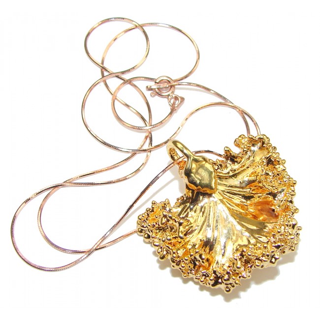 Delicate! Leaf Deep In Copper, Gold Plated Sterling Silver necklace