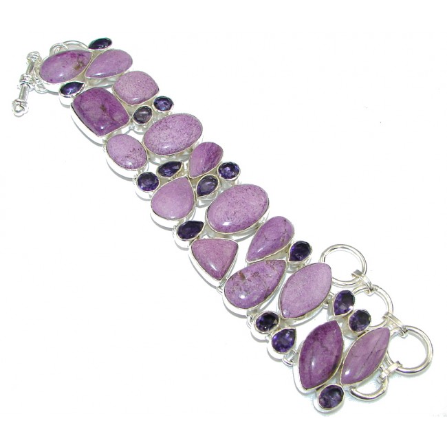 Lavender Secret! Purple Sugalite & Amethyst Sterling Silver Bracelet