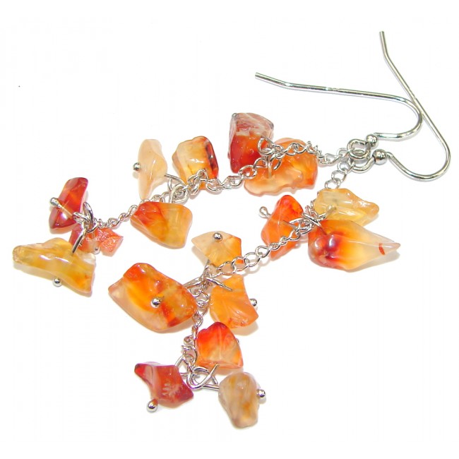 Summer! Orange Carnelian & Citrine Sterling Silver earrings