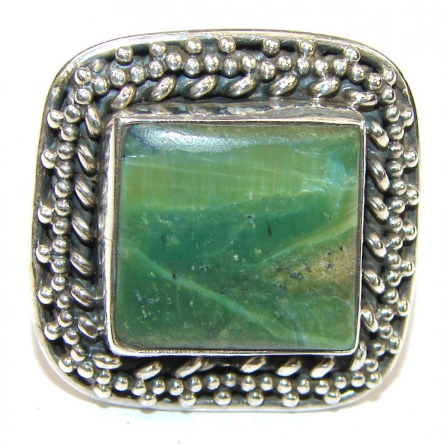 Green Secret! Pietersite Sterling Silver Ring s. 8 1/4