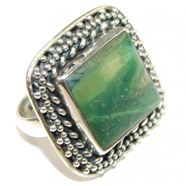 Green Secret! Pietersite Sterling Silver Ring s. 8 1/4