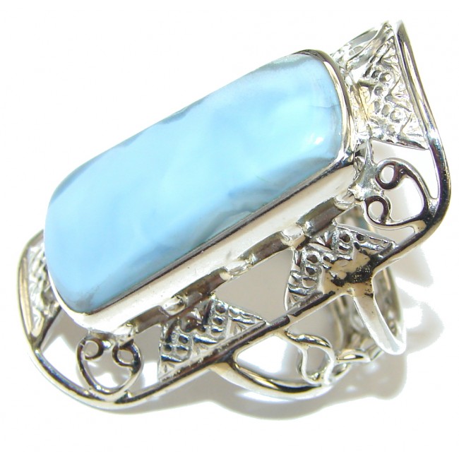 Big! Delicate Blue Lace Agate Sterling Silver Ring s. 10 1/2
