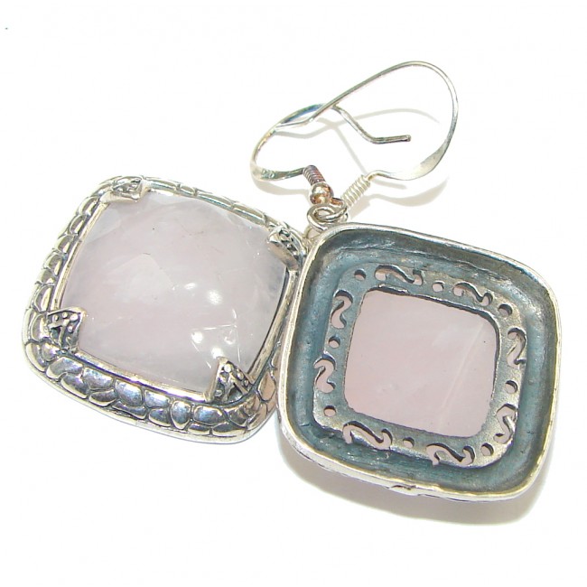 Precious! Pink Rose Quartz Sterling Silver earrings