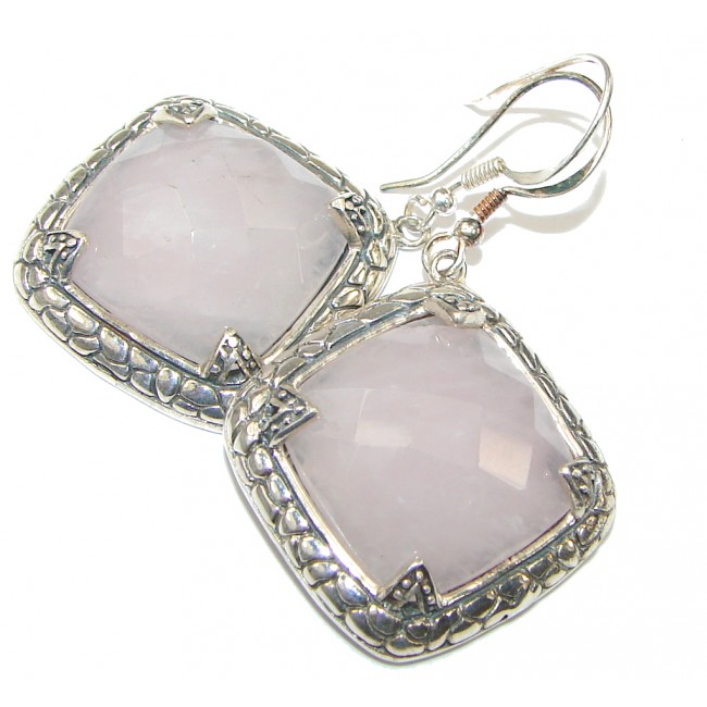 Precious! Pink Rose Quartz Sterling Silver earrings