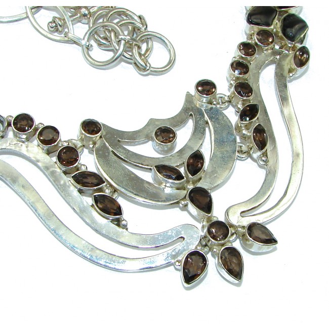 Beautiful Design! Brown Smoky Topaz Sterling Silver necklace