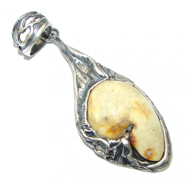 Big! Vintage Style! Butterscotch Amber Sterling Silver Pendant
