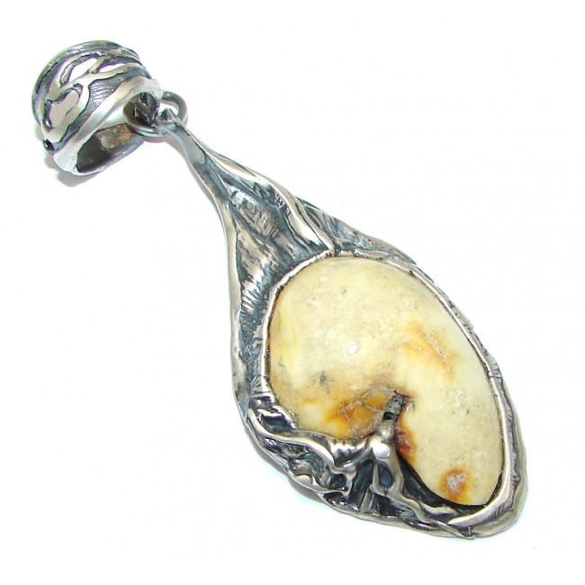 Big! Vintage Style! Butterscotch Amber Sterling Silver Pendant