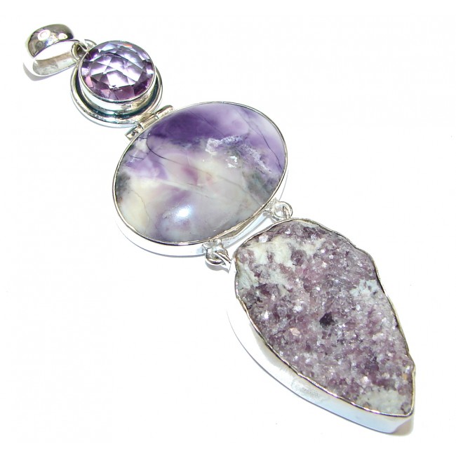 Big! Fabulous Purple Tiffany Jasper Sterling Silver Pendant