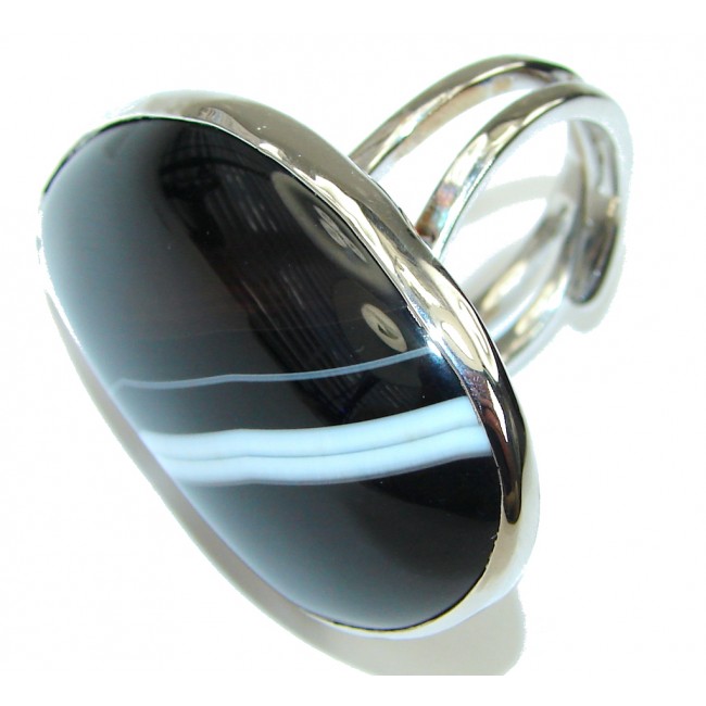 Big! Excellent Botswana Agate Sterling Silver Ring s. 7- adjustable