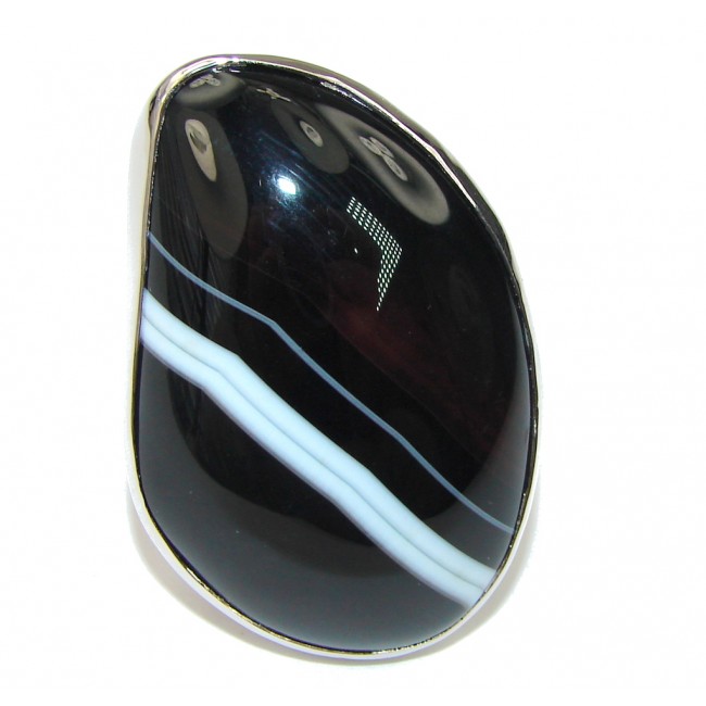 Big! Excellent Botswana Agate Sterling Silver Ring s. 7- adjustable