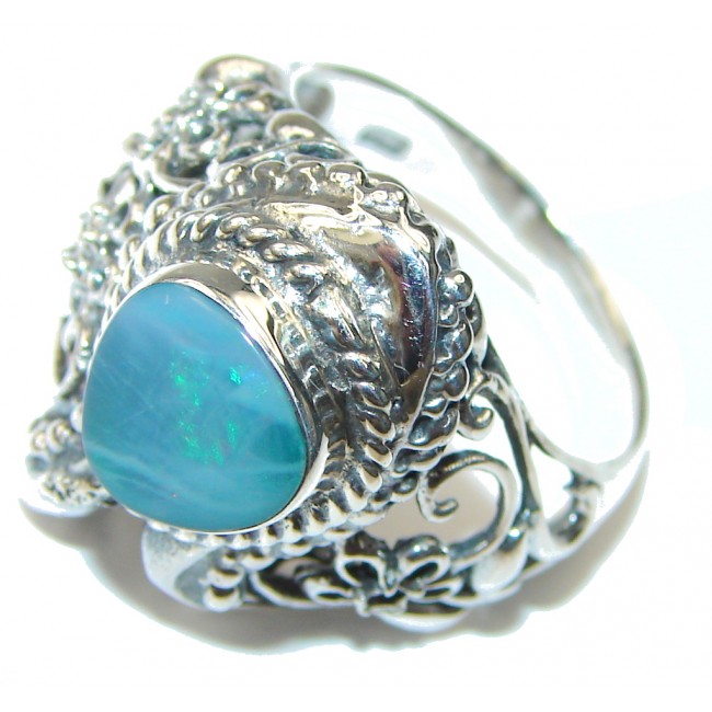 Secret! Created Blue Fire Opal Sterling Silver ring s. 8