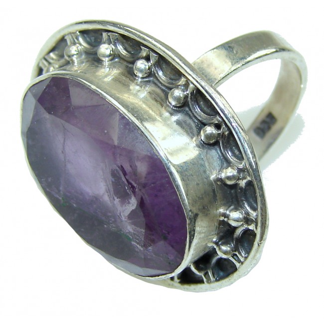 Simple Beauty! Purple Amethyst Sterling Silver Ring s. 8 1/4