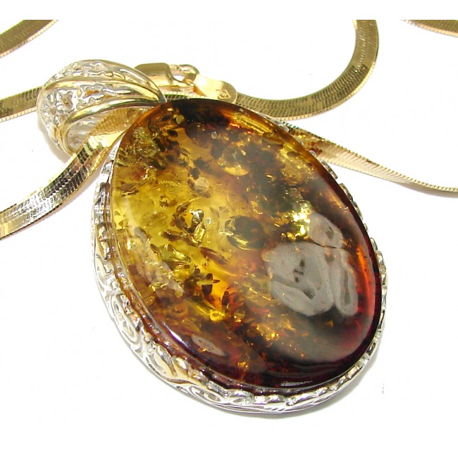 Exclusive! Baltic Polish Amber, Gold Plated Sterling Silver necklace