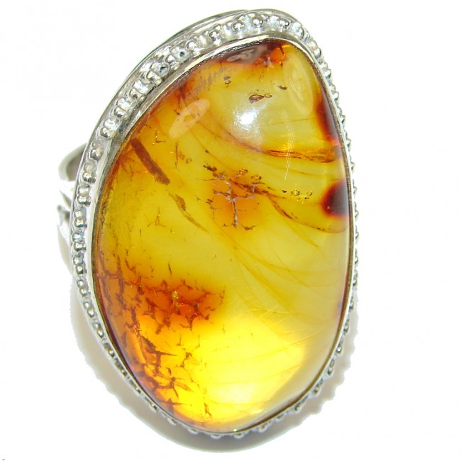 Secret Style! AAA Baltic Polish Amber Sterling Silver Ring s. 9