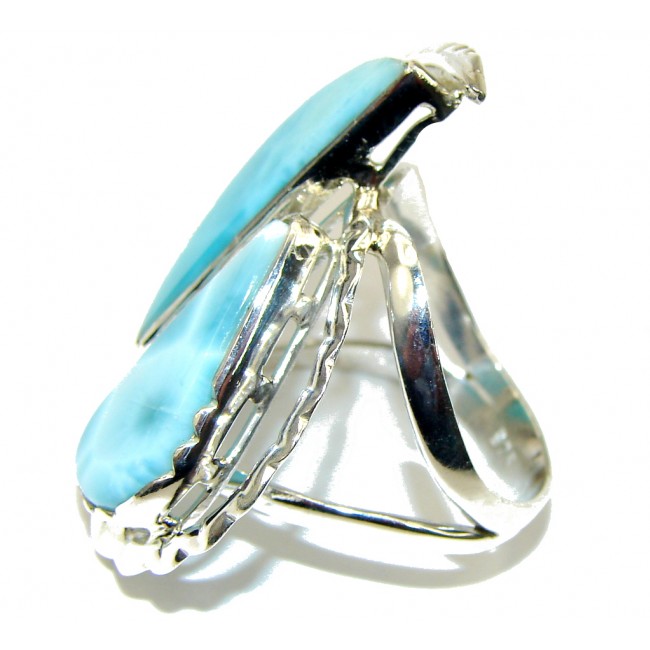 Beautiful AAA Blue Larimar Sterling Silver Ring s. 9