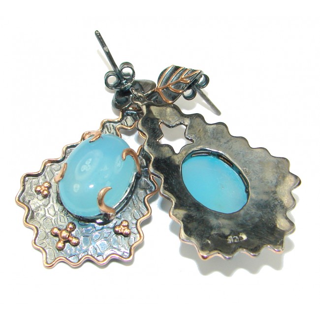 Big! Gorgeous LIght Blue Aquamarine, Rose Gold Plated, Rhodium Plated Sterling Silver Earrings