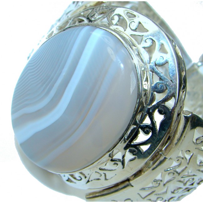 Big! Beautiful Gray Botswana Agate Sterling Silver Bracelet