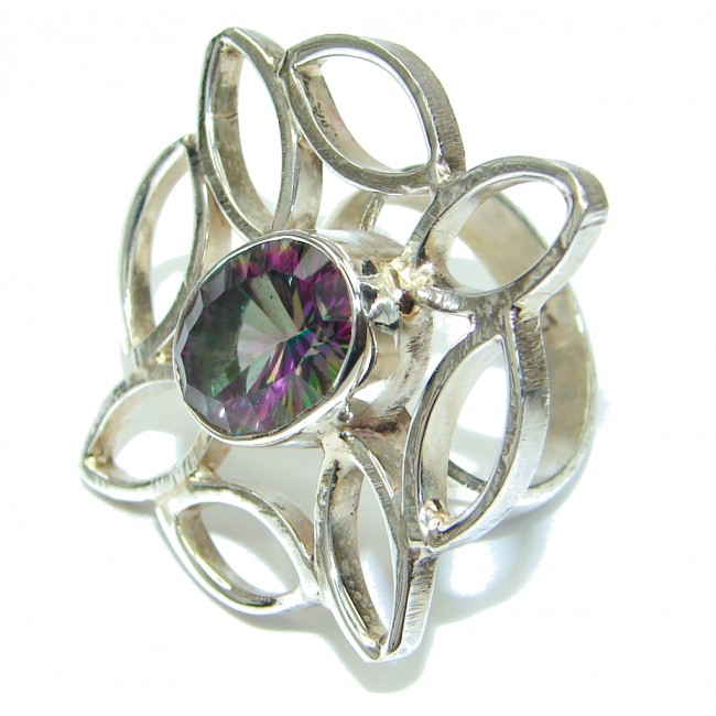 Big! Exotic Magic Mystic Topaz Sterling Silver ring; s. 8