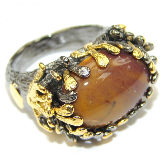 Beautiful! Mookaite, Rhodium Plated, Gold PLated Sterling Silver Ring s. 8