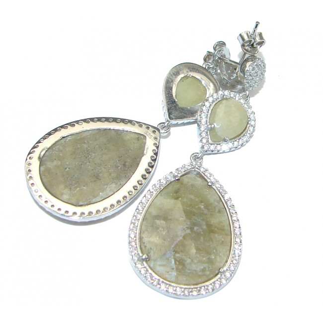 Exclusive! Green Sapphire & White Topaz Sterling Silver earrings