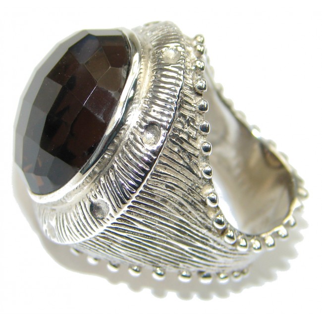 Big! Excllent Brown Smoky Topaz Sterling Silver ring s. 7 1/4