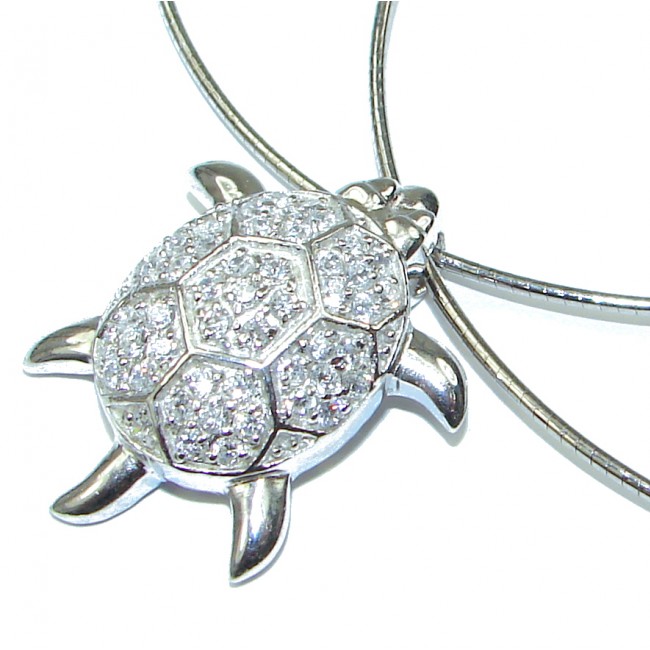 Baby Turtle! White Topaz Sterling Silver necklace
