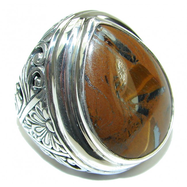 Bali Collection Gaint AAA Brown Tigers Eye Sterling Silver Ring s. 9