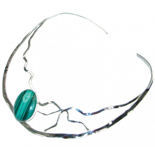 Exclusive AAA Malachite Hammered Sterling Silver necklace / Choker