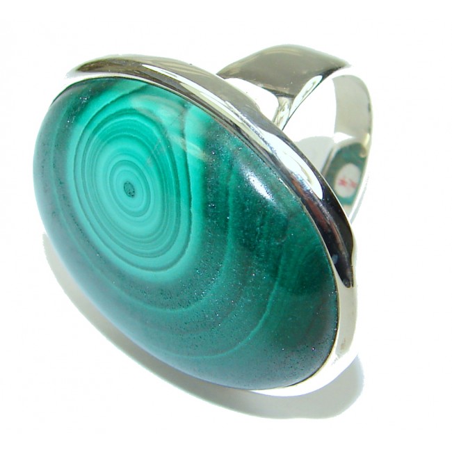 Green Love! AAA Green Malachite Sterling Silver ring s. 8 3/4