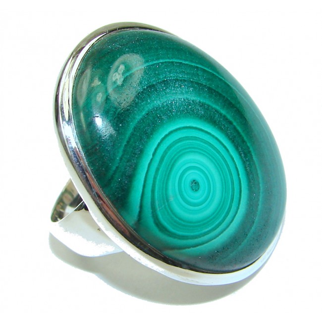 Green Love! AAA Green Malachite Sterling Silver ring s. 8 3/4