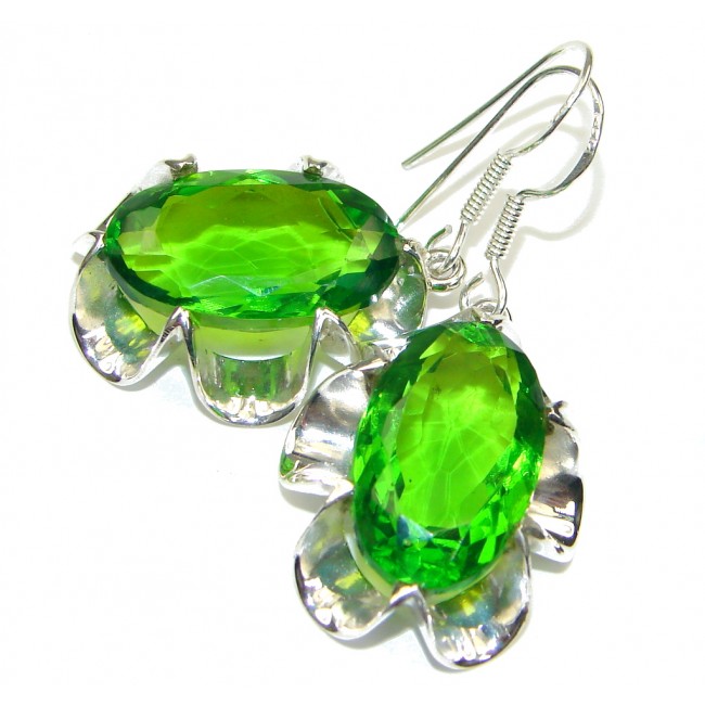 Secret Island! Created Green Peridot Sterling Silver earrings