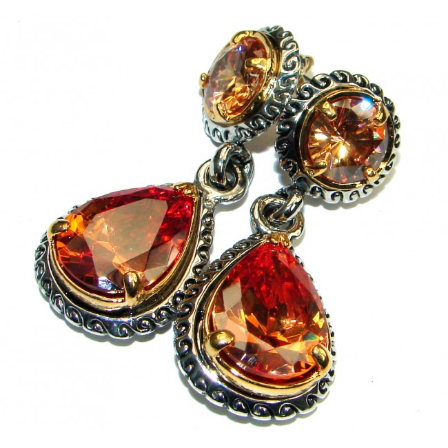 Fashion Design! Golden Topaz Quartz Sterling Silver earrings