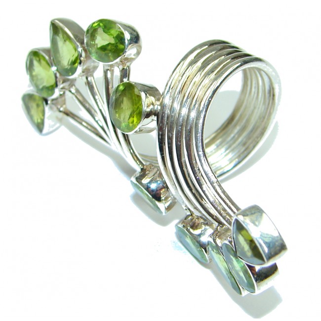 Large! Secret Beauty Created Green Peridot Sterling Silver Ring s. 10