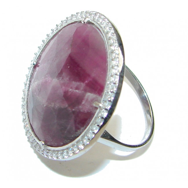 Love's Light! Untreated Pink Ruby & White Topaz Sterling Silver Ring s. 8 1/2