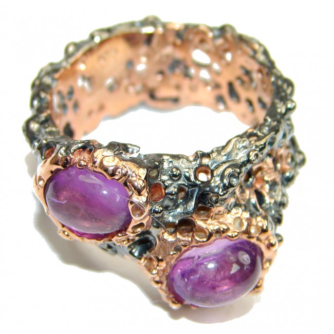 Top Quality Design! Amethyst, Rose Gold Plated, Rhodium Plated Sterling Silver ring s. 8 1/4